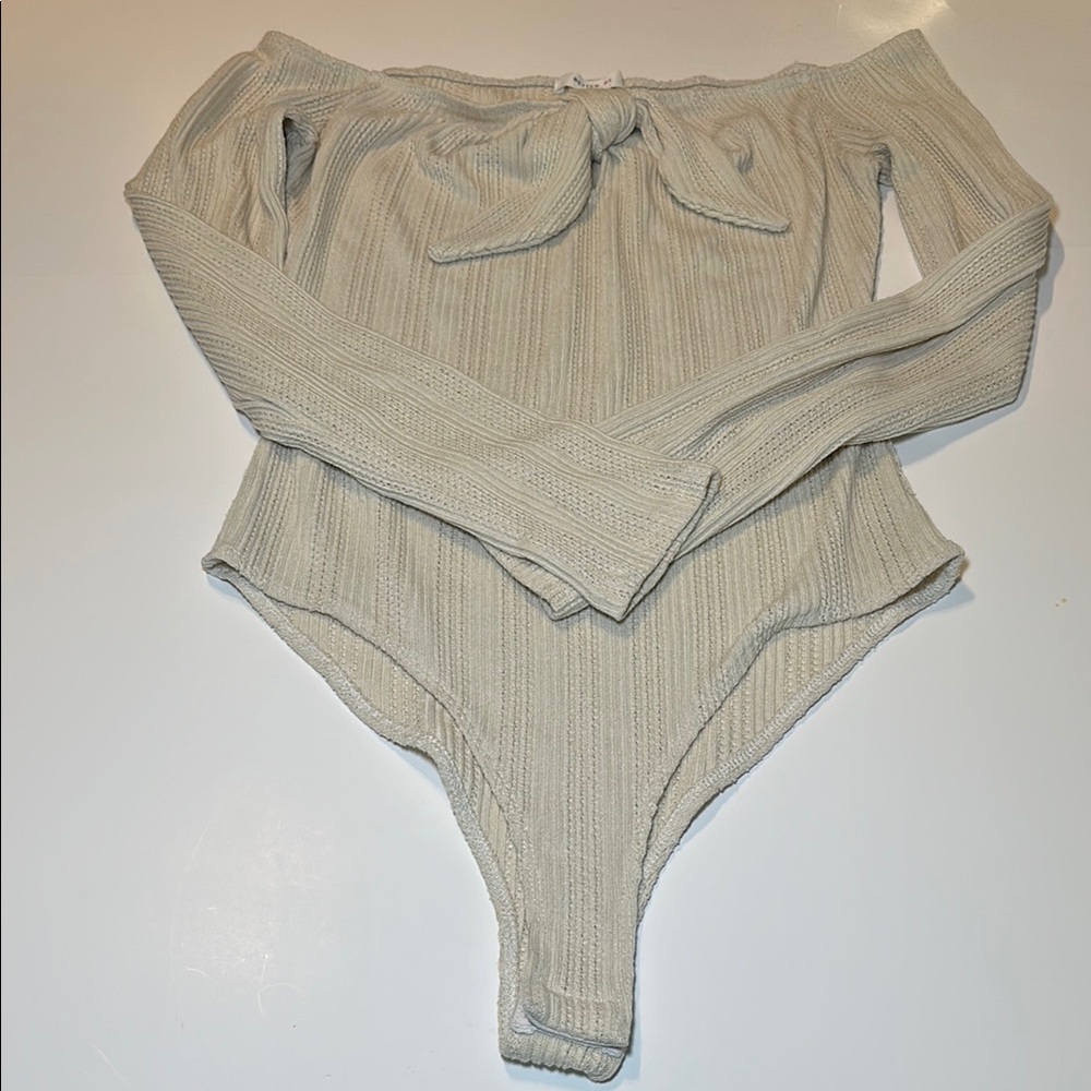 Better Be off the shoulder cream bodysuit size Large